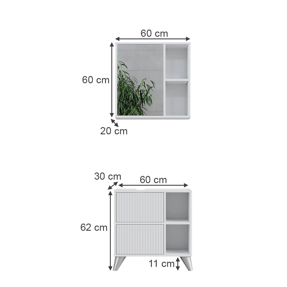 Vicco Set di mobili da bagno Bianco 2 parti