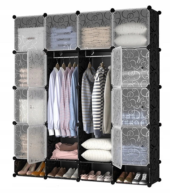 Armadio componibile con misure 165x147x36 cm, ideale per ogni stanza.