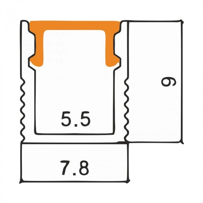 Profilo LED NW01 da superficie anodizzato, cover trasparente 1m