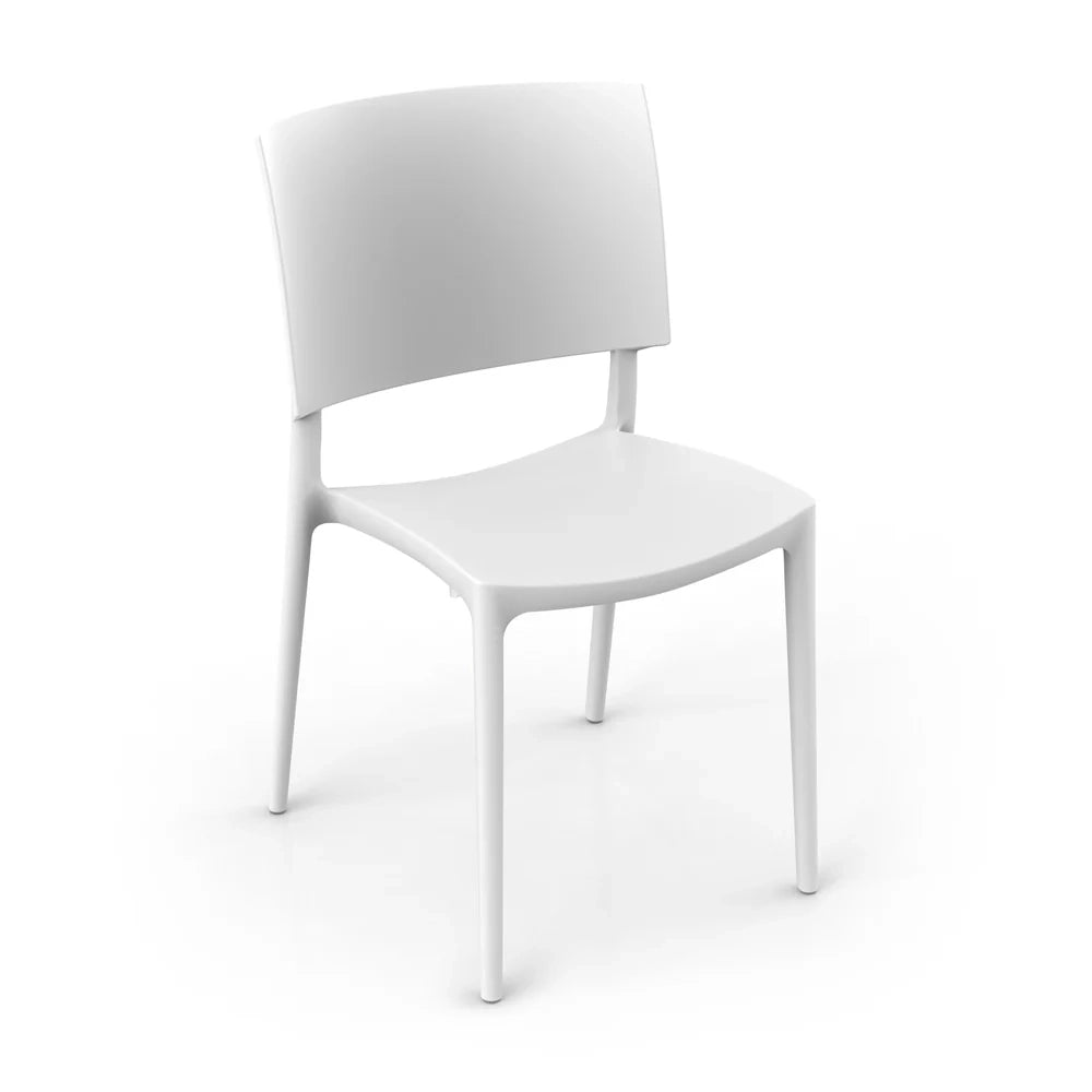 Set 2 sedie in polipropilene 100% Made in Italy SHARP, impilabile, resistente ai raggi UV, design moderno, ideale per sala da pranzo, cucina, sala d’attesa, bar, ristoranti o da esterno colore Bianco