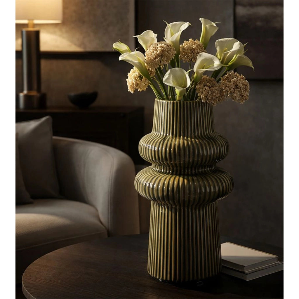 Vaso Decorativo VKH1046, Verde, Ceramica, 18x18x36 cm