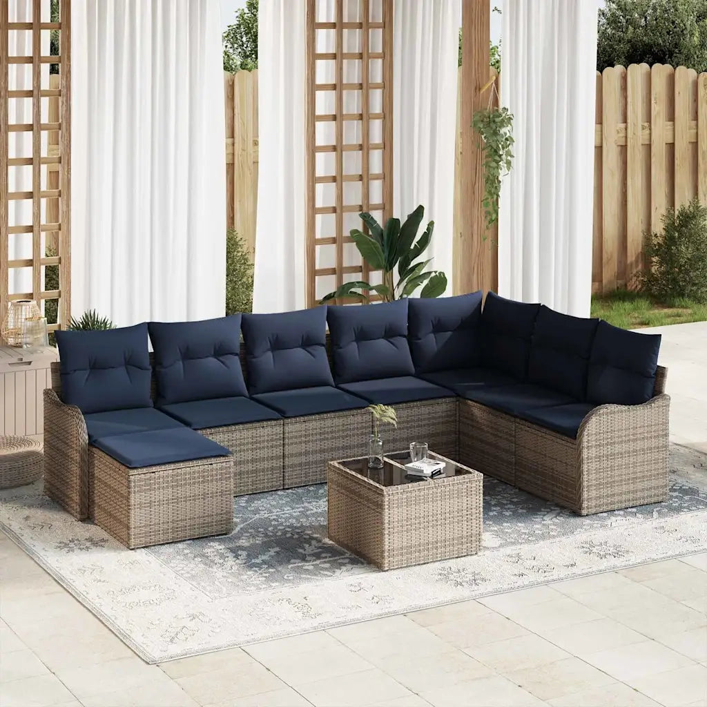 Set Divano da Giardino Grigio polyrattan 3345835