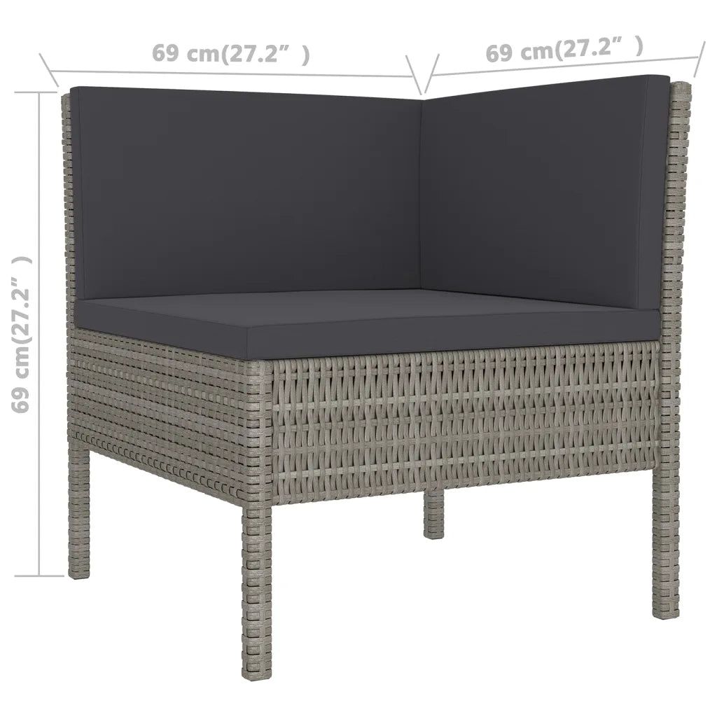 Set Divani da Giardino 12 pz con Cuscini in Polyrattan Grigio 3094526