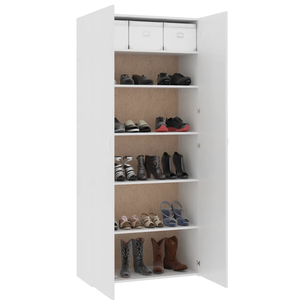 Scarpiera Bianca 80x35,5x180 cm in Legno Multistrato 800288