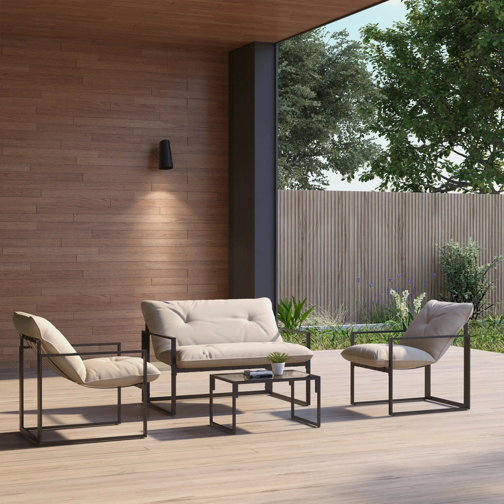 Set divano da giardino 4 posti ¨C Minimal ¨C grigio, polyrattan