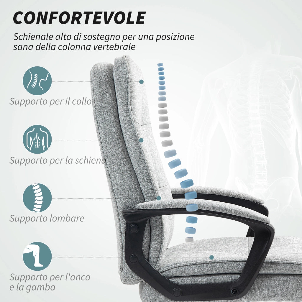 Sedia da Ufficio Ergonomica con Schienale Alto e Dondolo ¨C Minimal ¨C Grigio