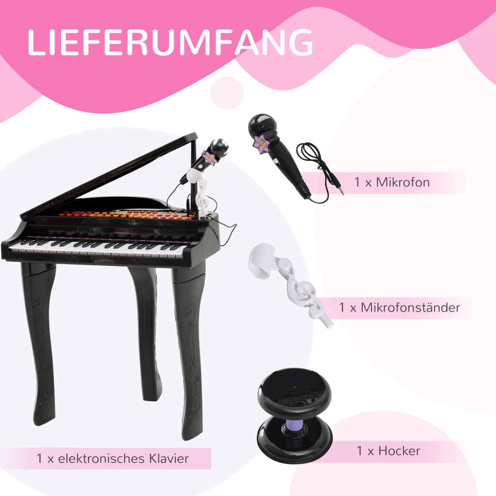 Piano per Bambini con Microfono e LED ¨C Minimal ¨C Nero
