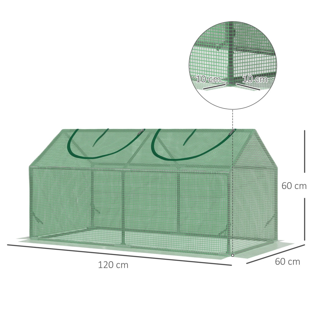 Serra da Giardino 120x60x60 cm con Copertura in PE Verde