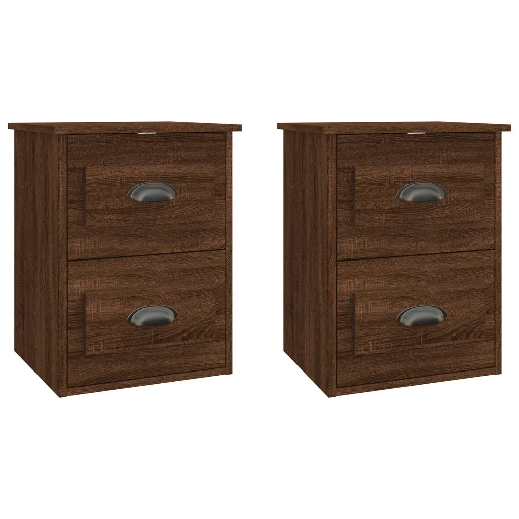 Comodini a Parete 2 pz Rovere Marrone 41,5x36x53 cm 816407