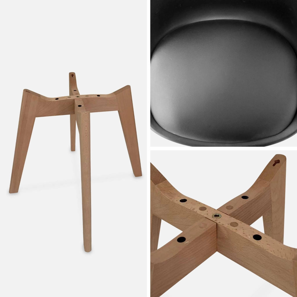 Set 4 sedie scandinave imbottite con gambe in legno , nero