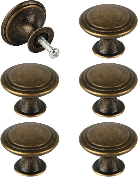 Set di maniglie vintage in bron 30mm - 6 pezzi - maniglie di cassetta - maniglie di cassetta - maniglie di cassetta per cucina - maniglie di commode - maniglie di cassetta