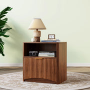 Comodino con Cassetto Aperto e Maniglie Dorate ¨C MINIMAL ¨C Effetto Noce