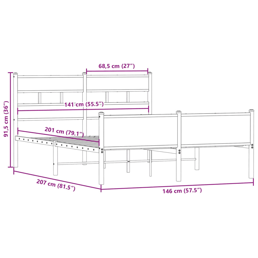 Giroletto senza Materasso Rovere Fumo 140x200 cm in Truciolato 4017237
