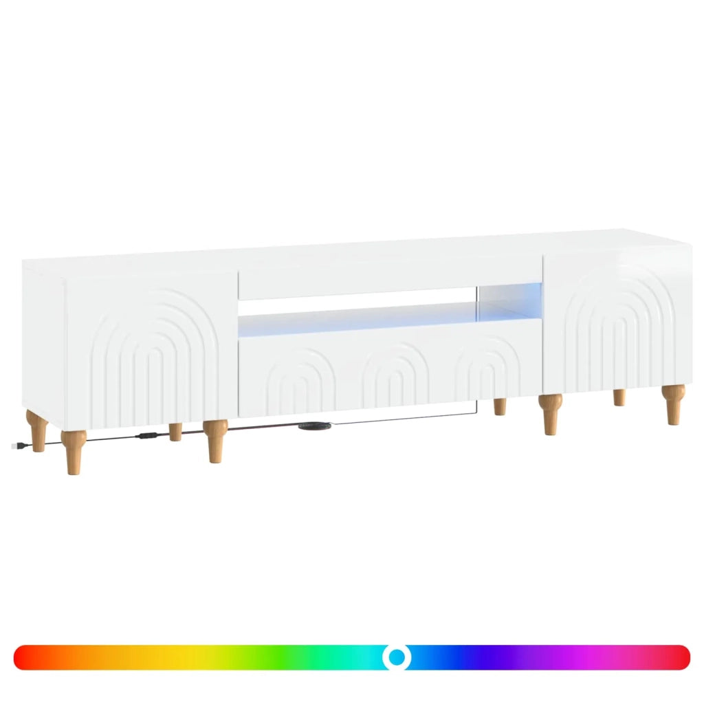Mobile TV LED Bianco Lucido Legno ingegnerizzato 896249