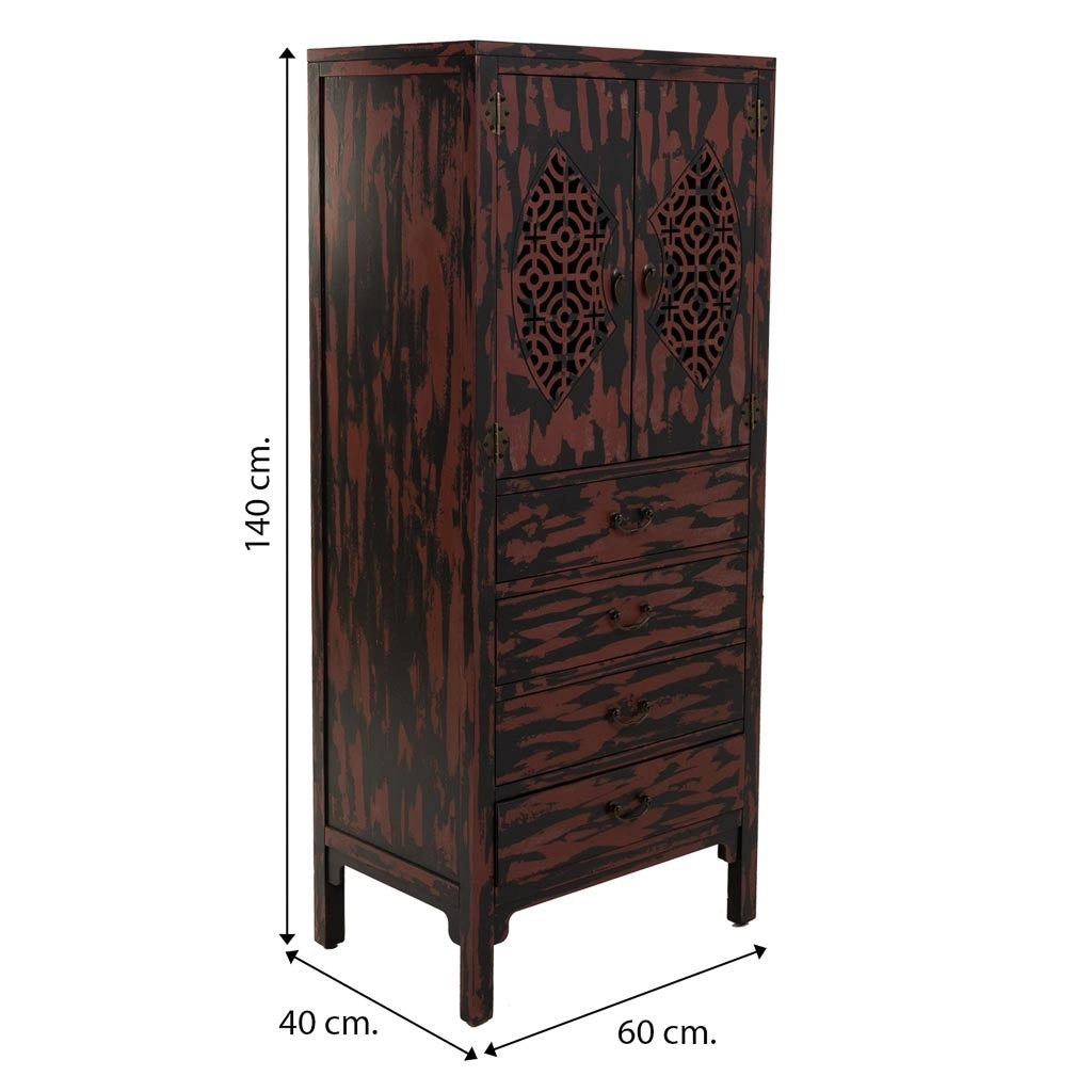 Armadio in legno rosso 60x40x140h