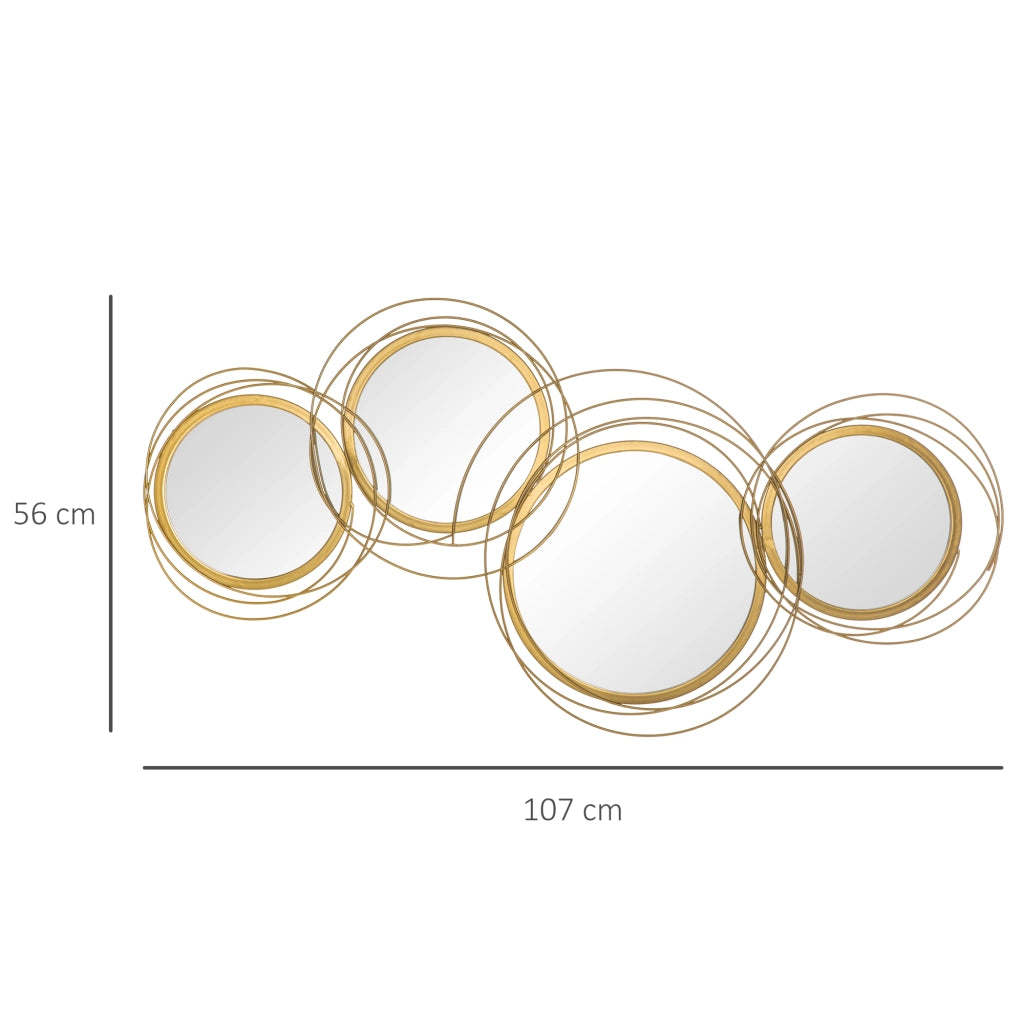 Decorazione Murale 3D Metallo Specchi Cerchi ¨C Xylo ¨C Oro 107x56cm