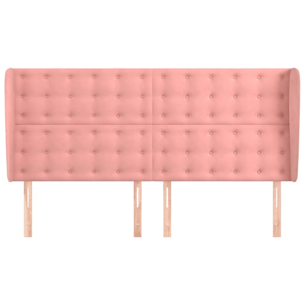 Testiera ad Orecchio-Testata con Orecchie Rosa 203x23x118/128 cm in Velluto 963732