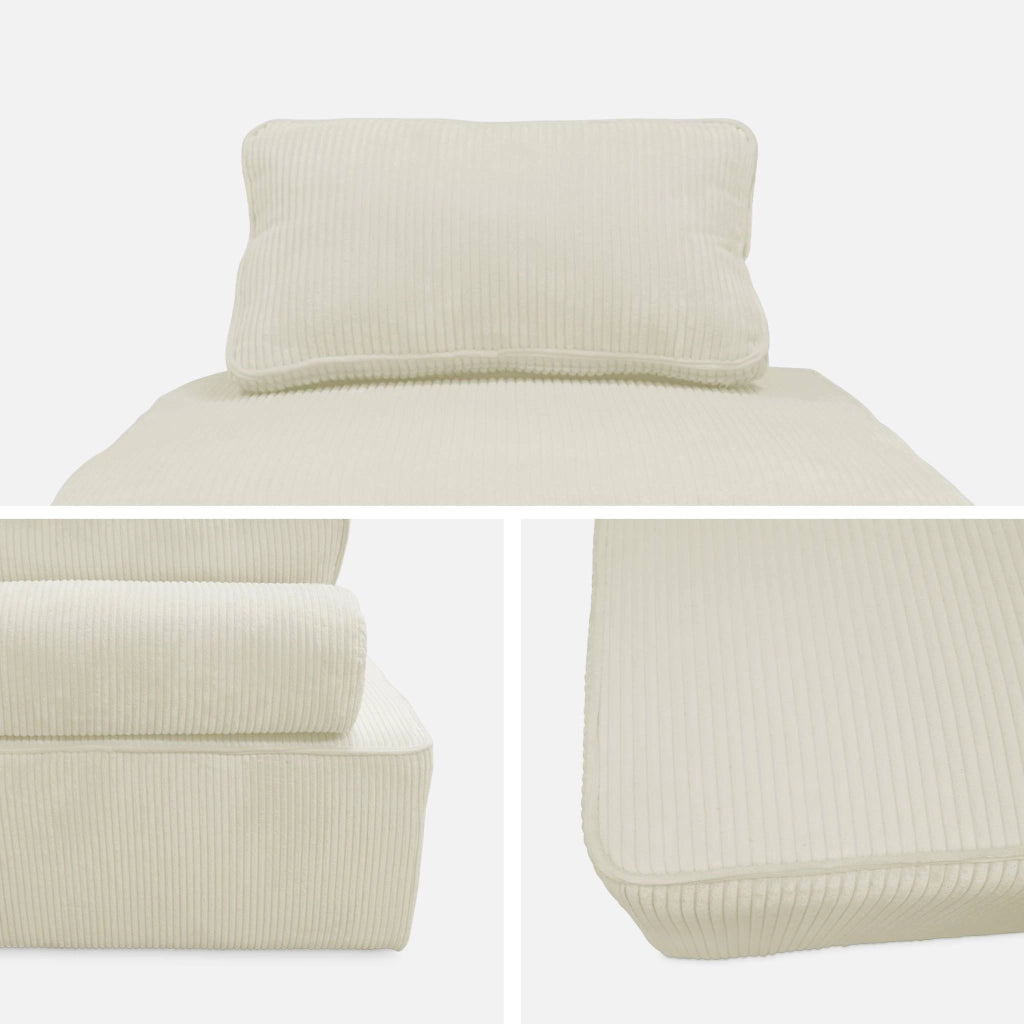 Modulo per divano modulare in velluto a coste, 1 posto, crema