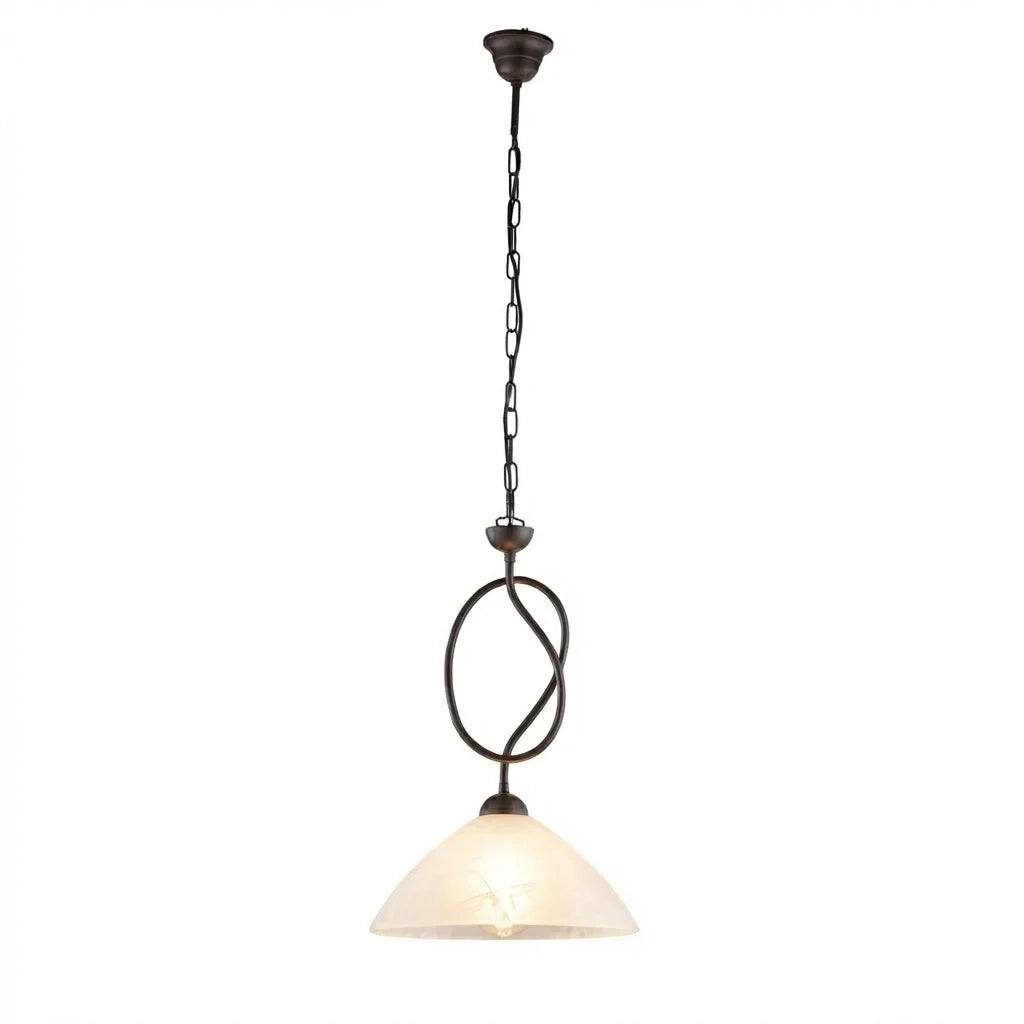 Lampadario Rustico Bistrot 1 Luce Nero e Bianco LuceArt Classic