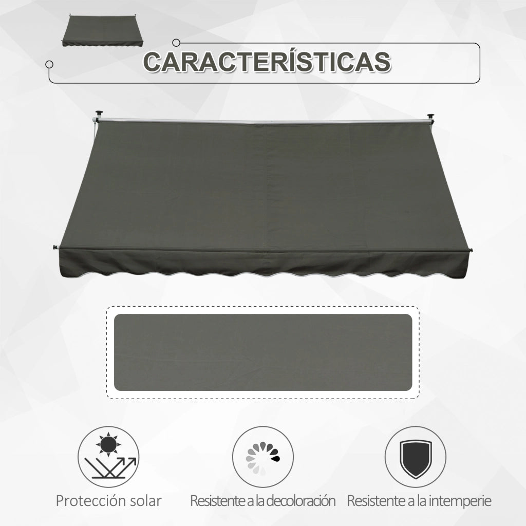 Toldo Manuale Retrattile per Terrazza ¨C Minimal ¨C Grigio 300x150x170-280 cm