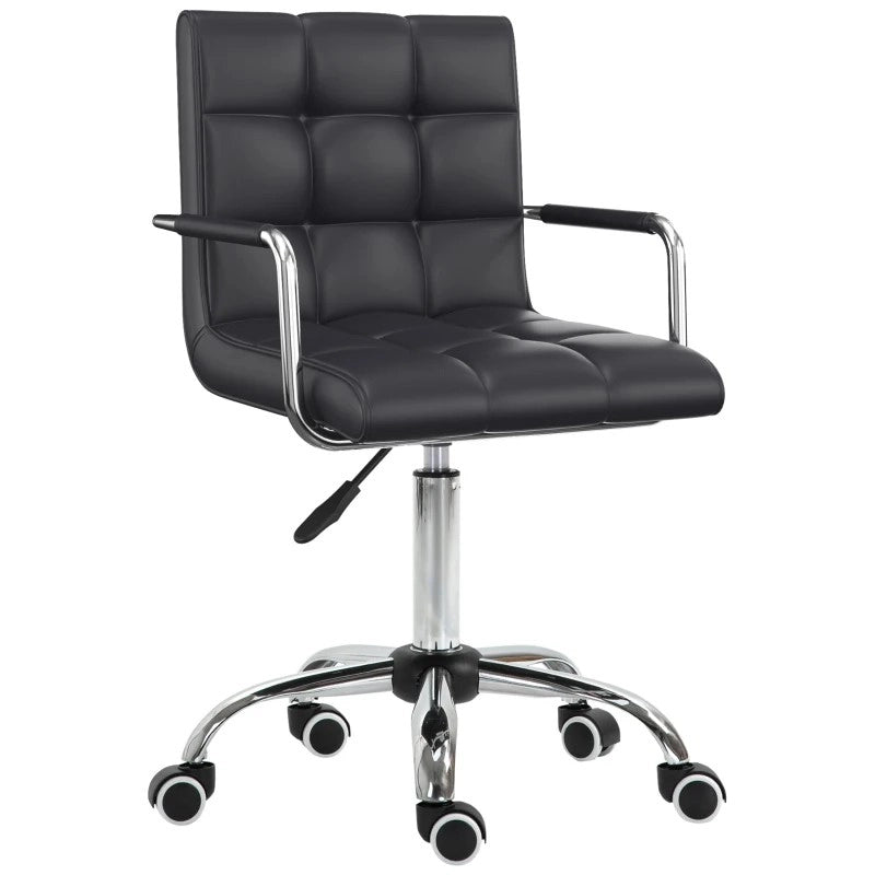 SEDIA UFFICIO Girevole Regolabile 46-61 cm Nero PVC con Braccioli
