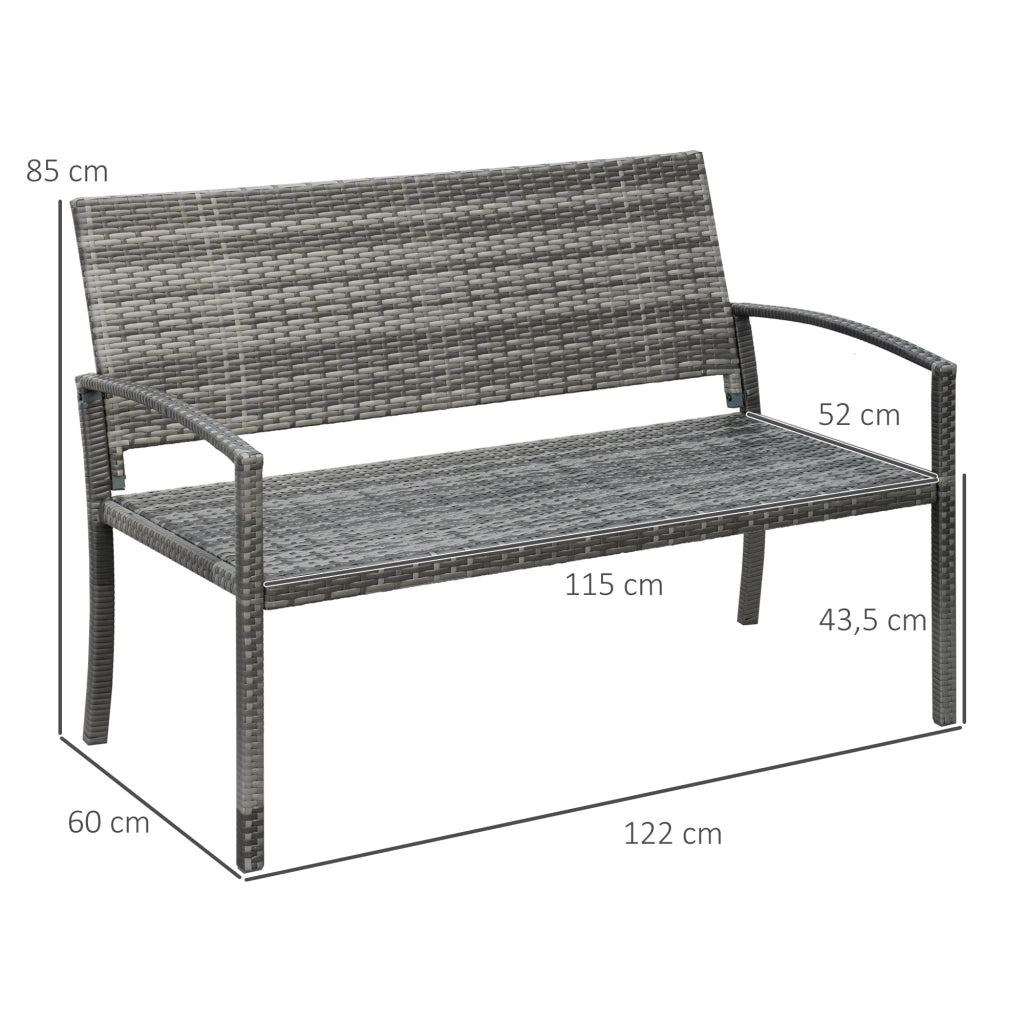 PANCA da giardino 2 posti 119 cm Grigio in acciaio