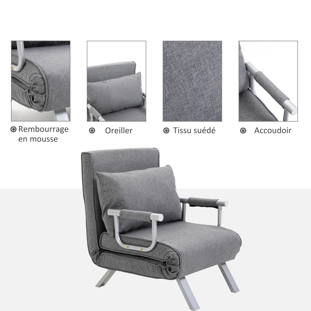 Poltrona letto imbottita ¨C Zephmum ¨C Grigio chiaro tessuto