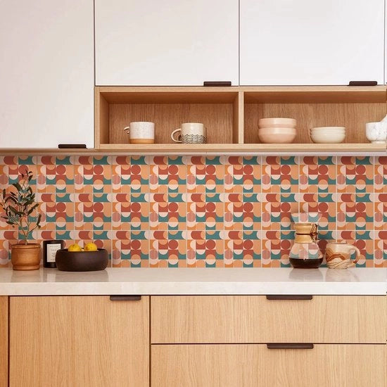 Set di Stick per Tegoli in Vinile Acqua Resisti - Lotto da 25 - Backsplash Autoadesivo - Adatto per Cucina/Bagno - 20 x 20 cm - Facile da Applicare - Stick per Parete