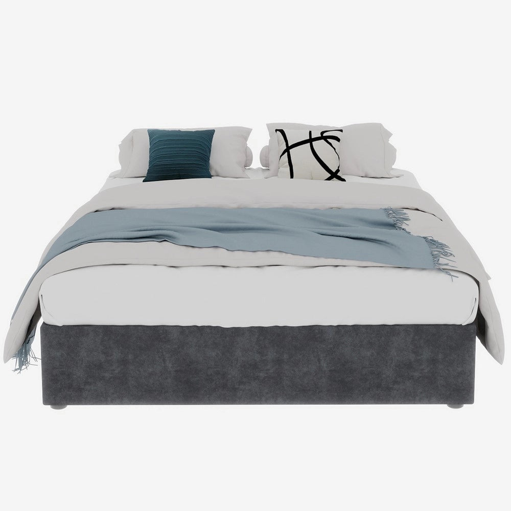 Letto Contenitore Imbottito ¨C MINIMAL ¨C Velluto Grigio 140x200 cm