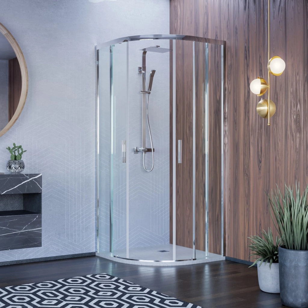 Box doccia semicircolare di design trasparente 6mm h195 icon, misura 90x90