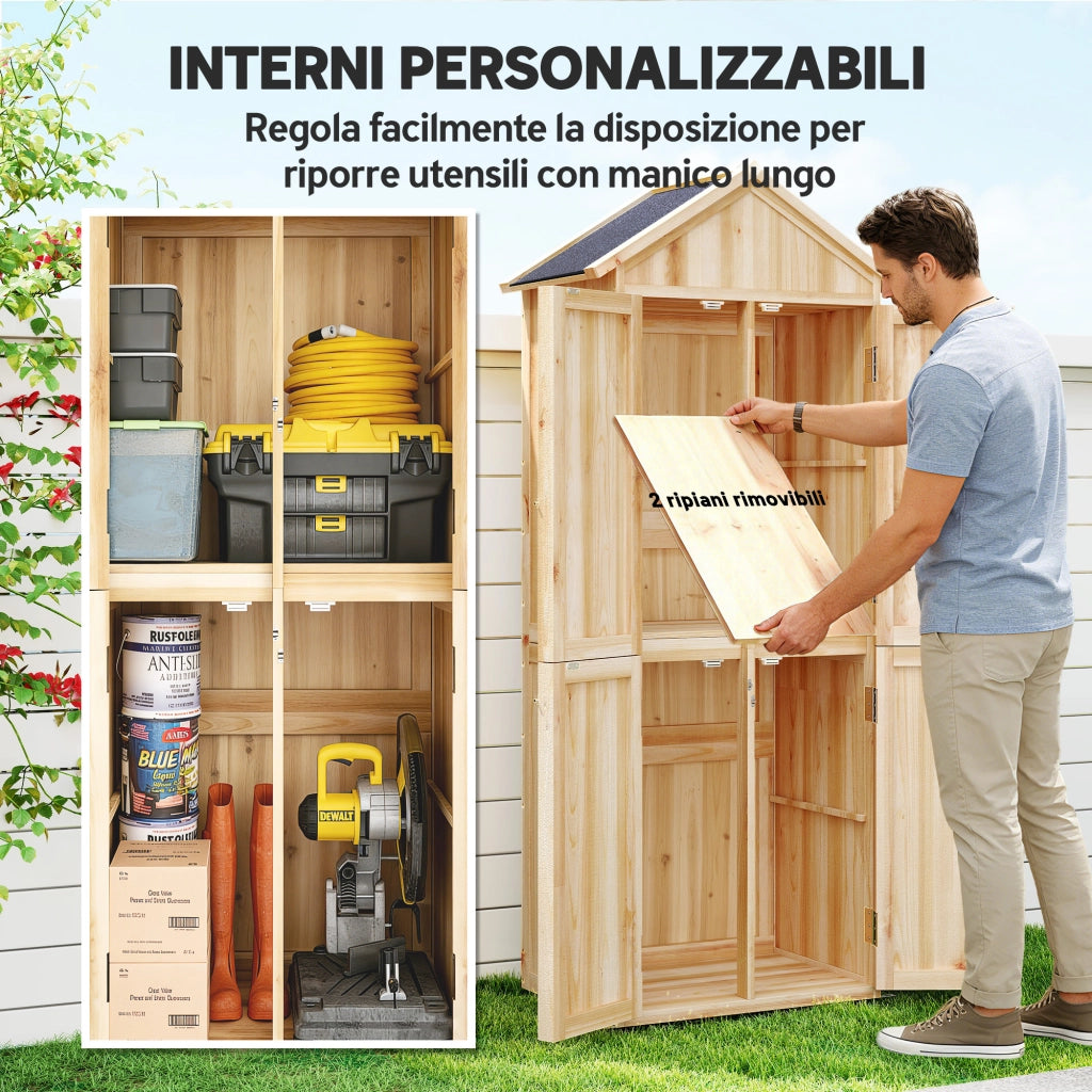 Armadio da Esterno per Attrezzi con Ripiani Rimovibili