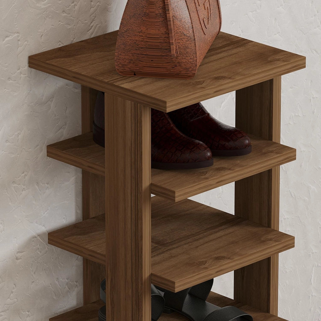 Scarpiera in legno "Ayka" - 30 x 30 x 110 cm - Marrone