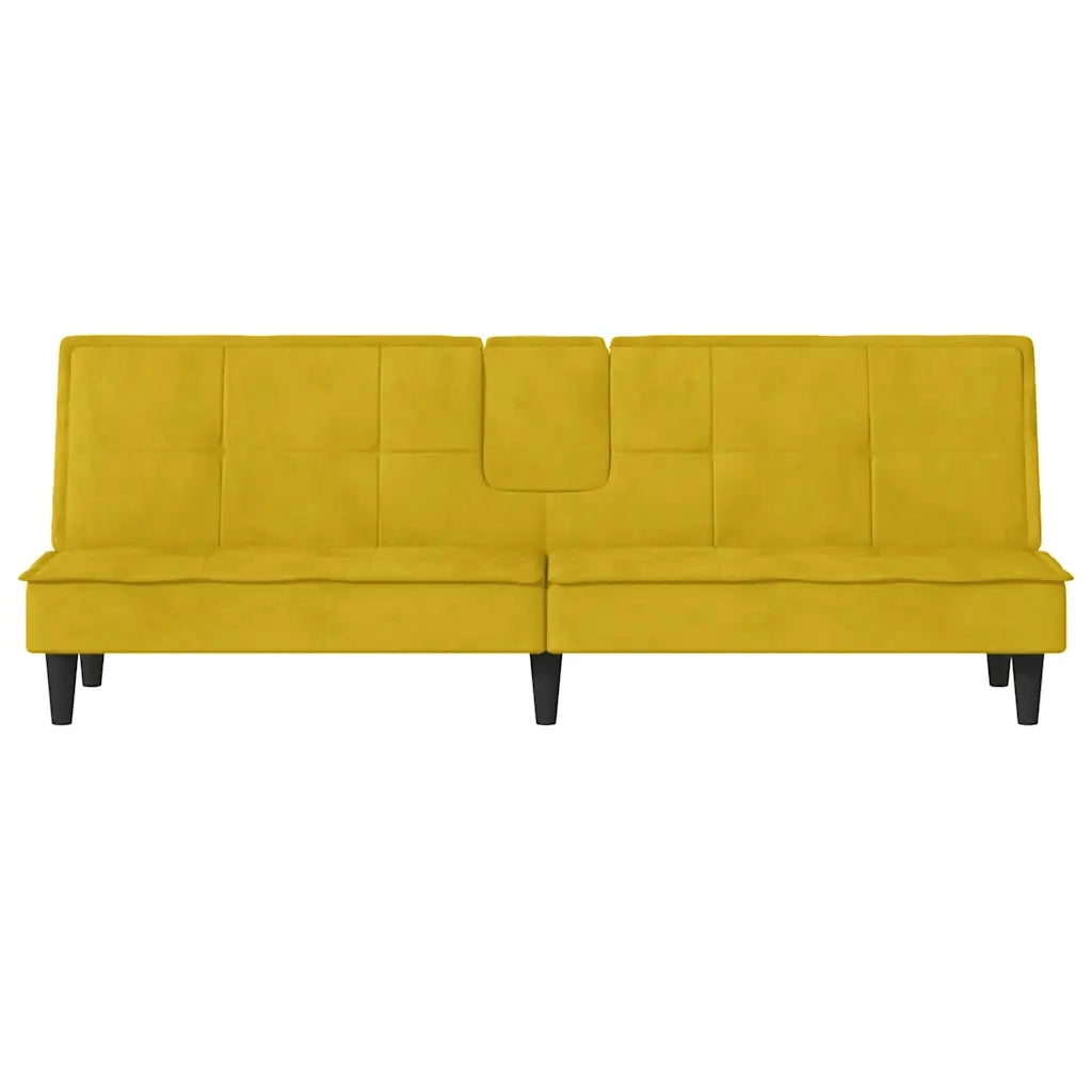Divano letto | Sof¨¤ letto | Letto singolo con Portabicchieri in Velluto Giallo