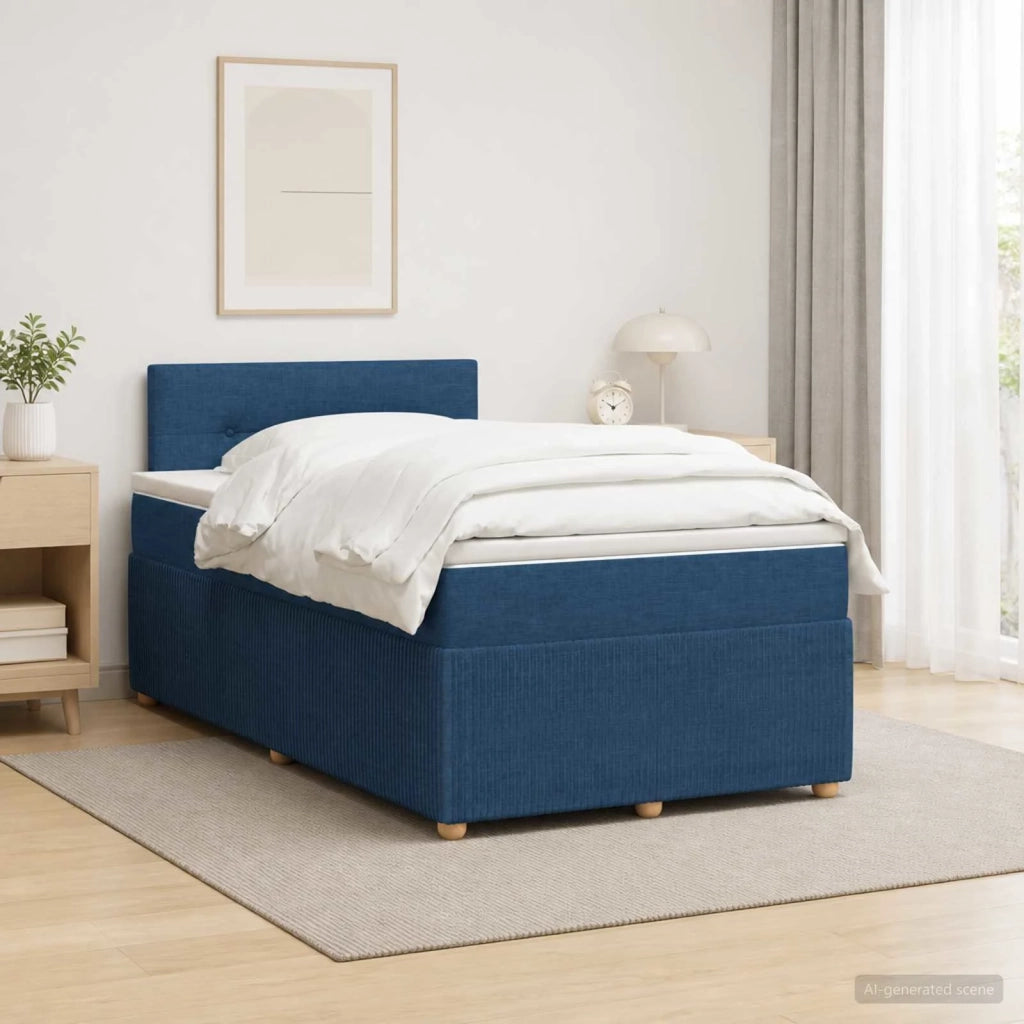 Letto box spring con materasso Blu 120 x 200 cm Tessuto 3452910
