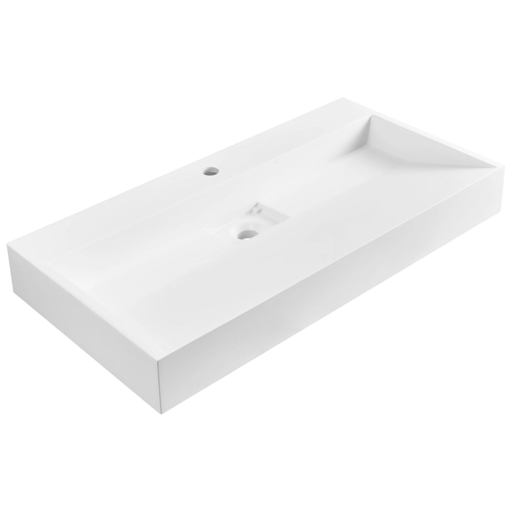 Lavabo bagno classico rettangolare in ceramica finitura lucida 90 x 46 cm Bianco Lavello da bagno rettangolare