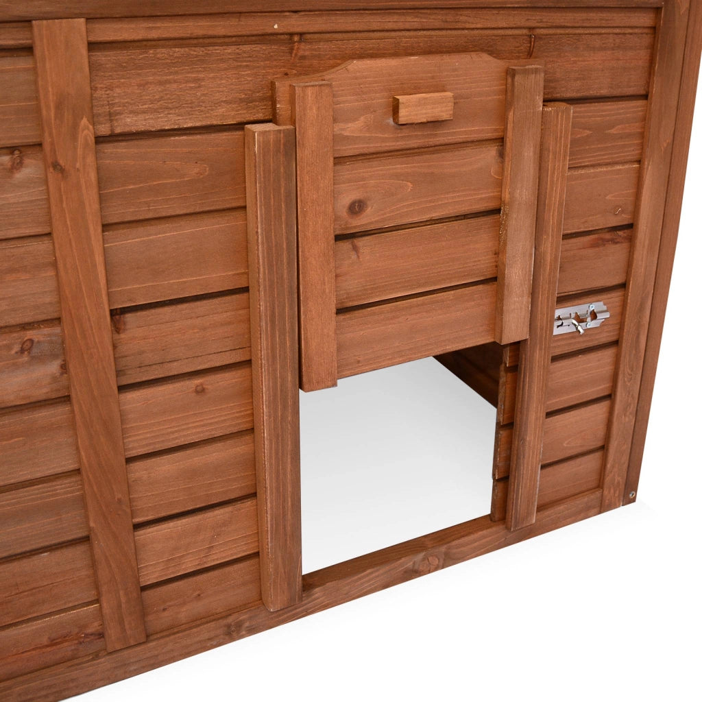 Pollaio in legno con recinto per 6-8 galline, marrone naturale