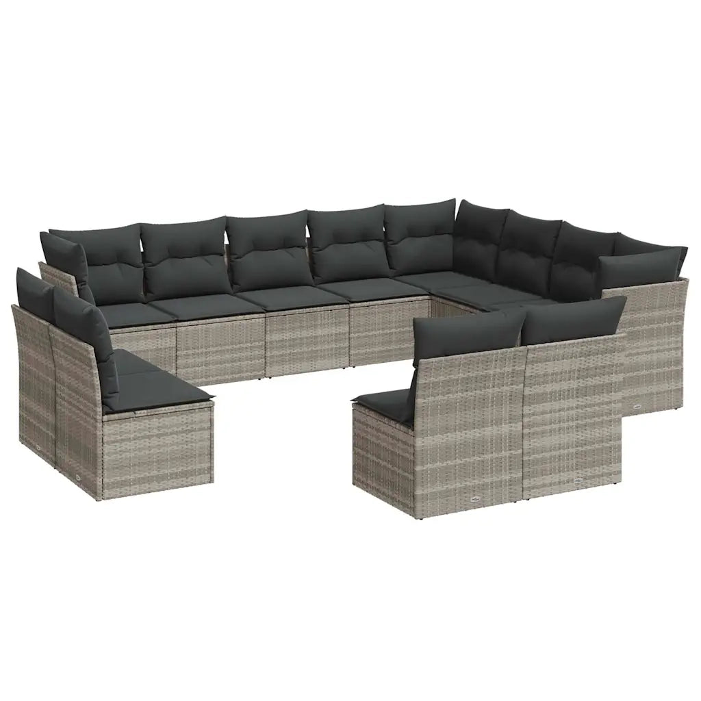 Set Divano Giardino 12 pz con Cuscini Grigio Chiaro Polyrattan 3250311