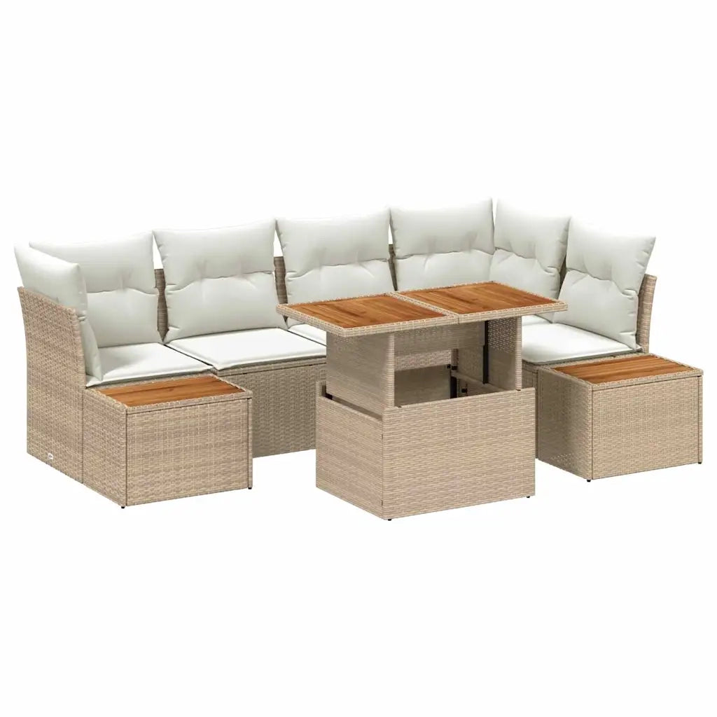 Set Divano da Giardino 10 pcs Beige Poly Rattan