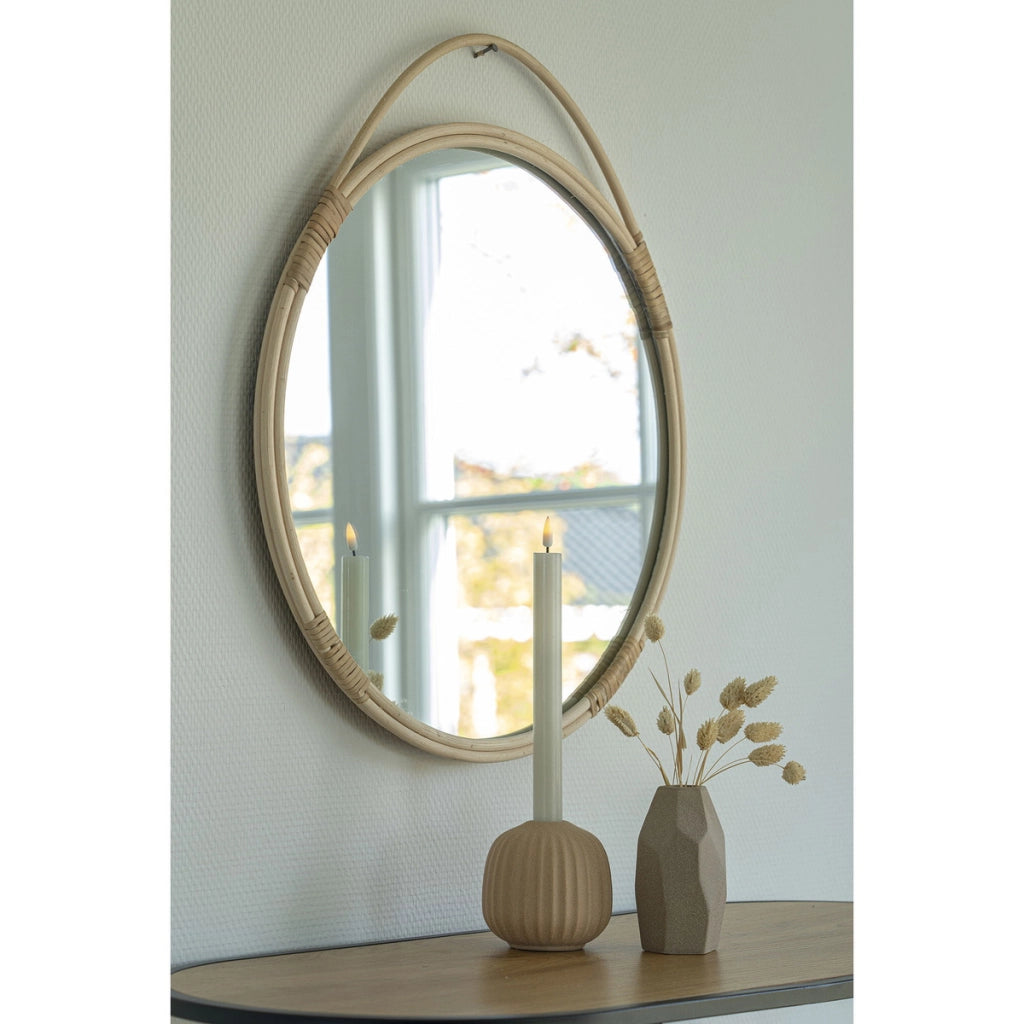 Specchio con Cornice Malo, Marrone, Rattan, 50x2x50 cm