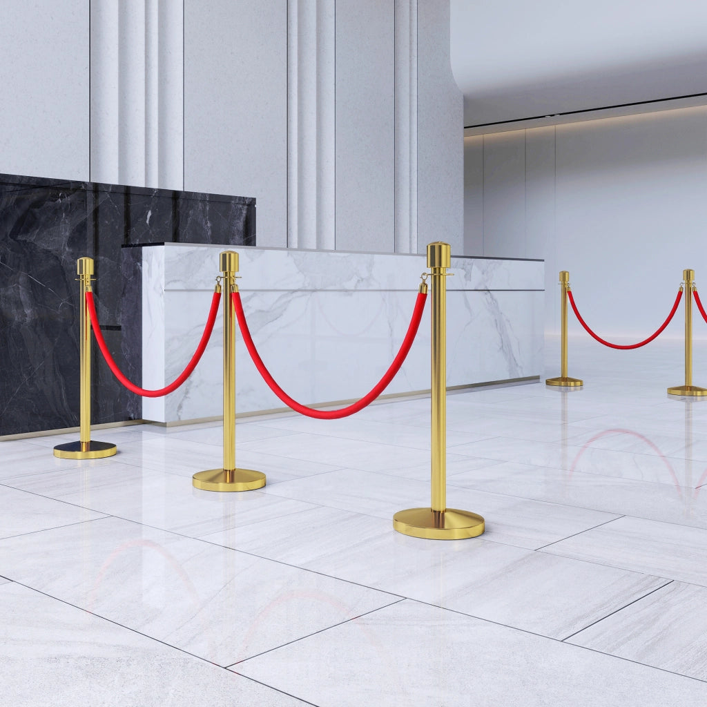 Separatori per ambienti ¨C Minimal ¨C Acciaio inox con base dorata e corda rossa