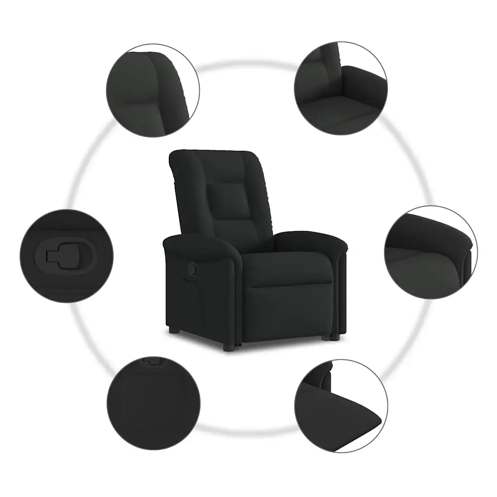 Poltrona Alzapersona Reclinabile Nera in Tessuto 3303256