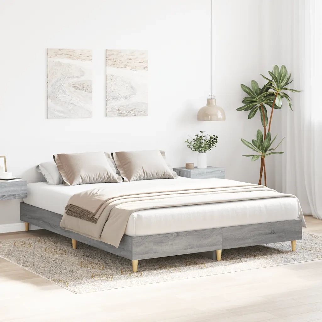 Letto matrimoniale | Letto per adulti | Giroletto senza Materasso Grigio Sonoma 140x200 cm Truciolato