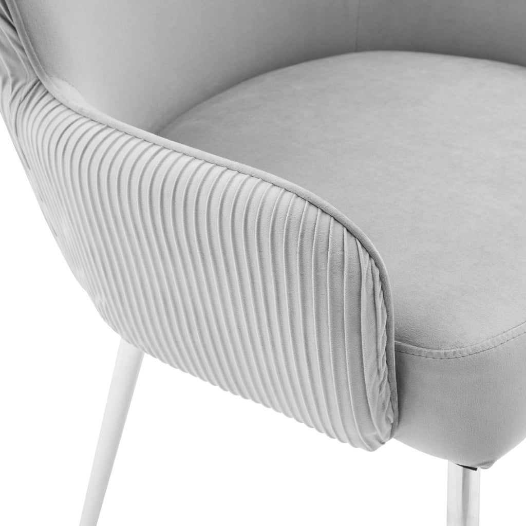 Sedia da pranzo set da 4 con braccioli e supporto lombare in velluto grigio con base metallica argento