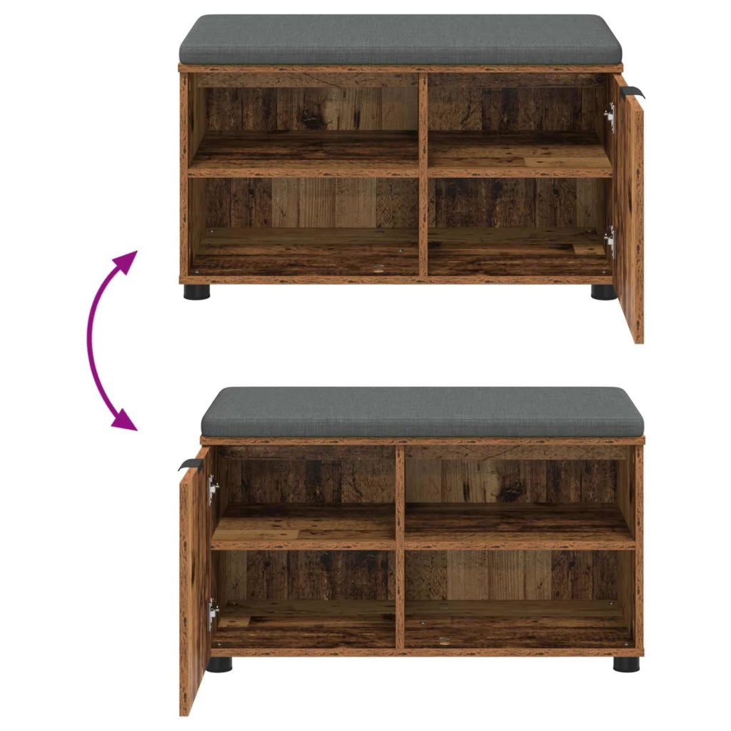 Panca per ingresso con cuscino Legno vecchio 80 x 38 x 46 cm 891510