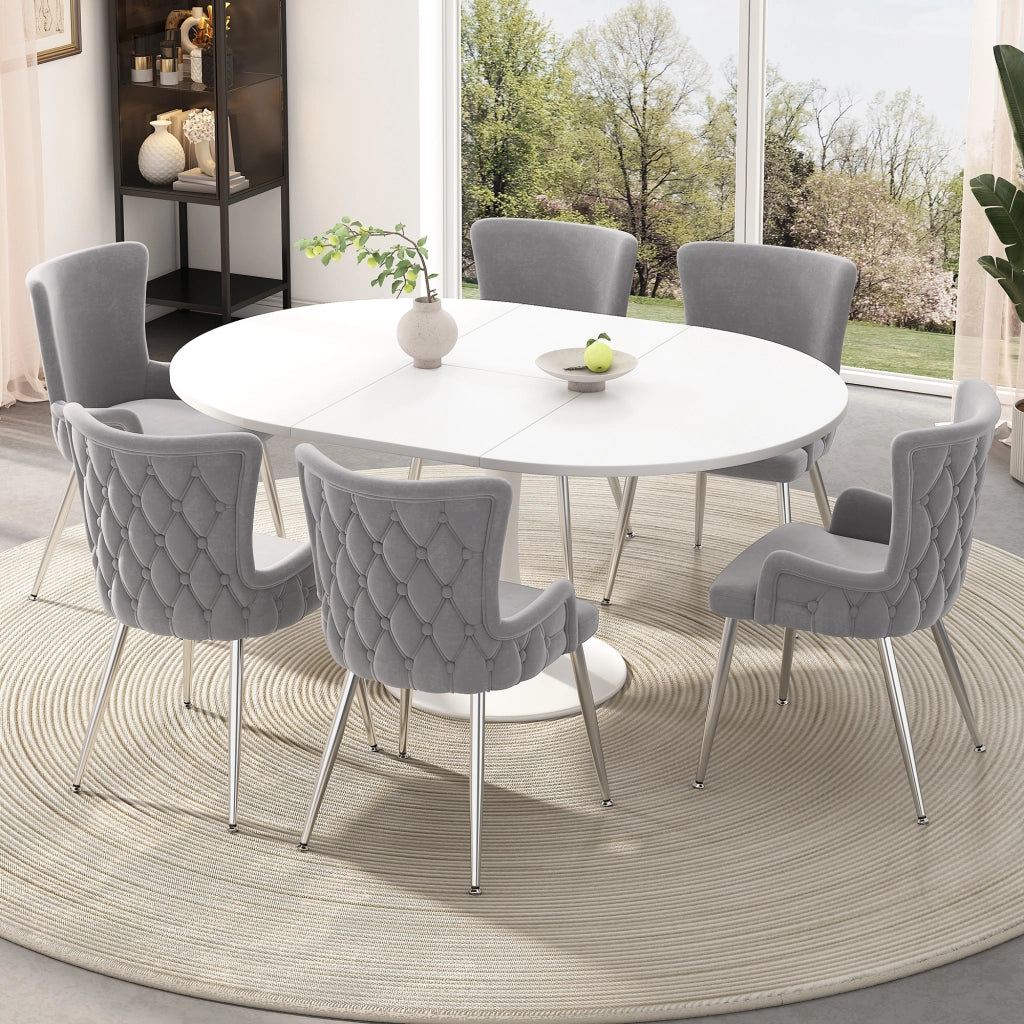 SEDIA in velluto 62,87x58,42x55,88 cm Grigio, Set da 2 pezzi