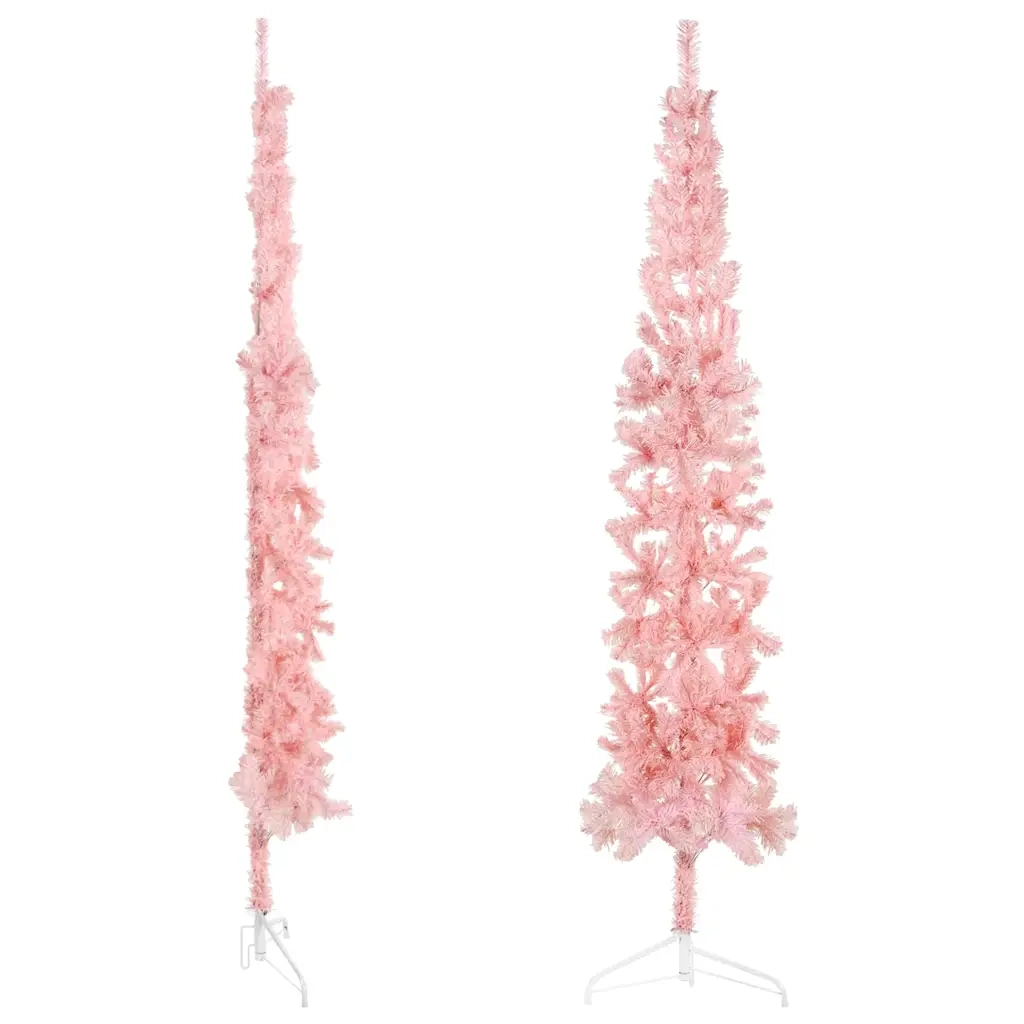 Albero Natale | Decorazioni natalizie Artificiale Sottile a Met¨¤ e Supporto Rosa 210 cm