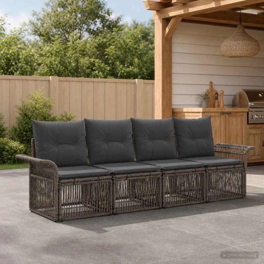 Set Divano da Giardino 4 pz Grigio polyrattan 3434753