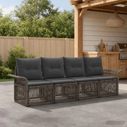 Set Divano da Giardino 4 pz Grigio polyrattan 3434753