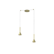 Lampadario Moderno Aygo Metallo Ottone 2 Luci Gu10