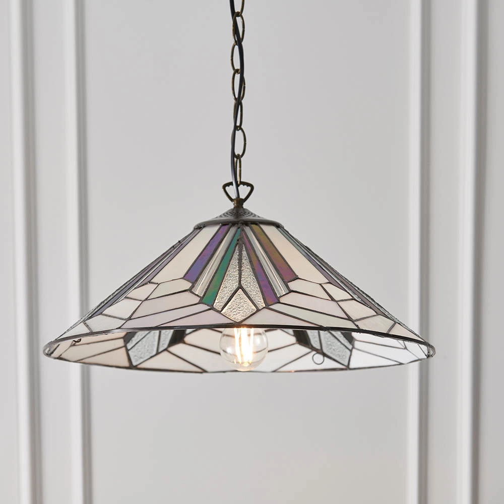 Lampada a sospensione Tiffany Astoria vetro Ø48 E27